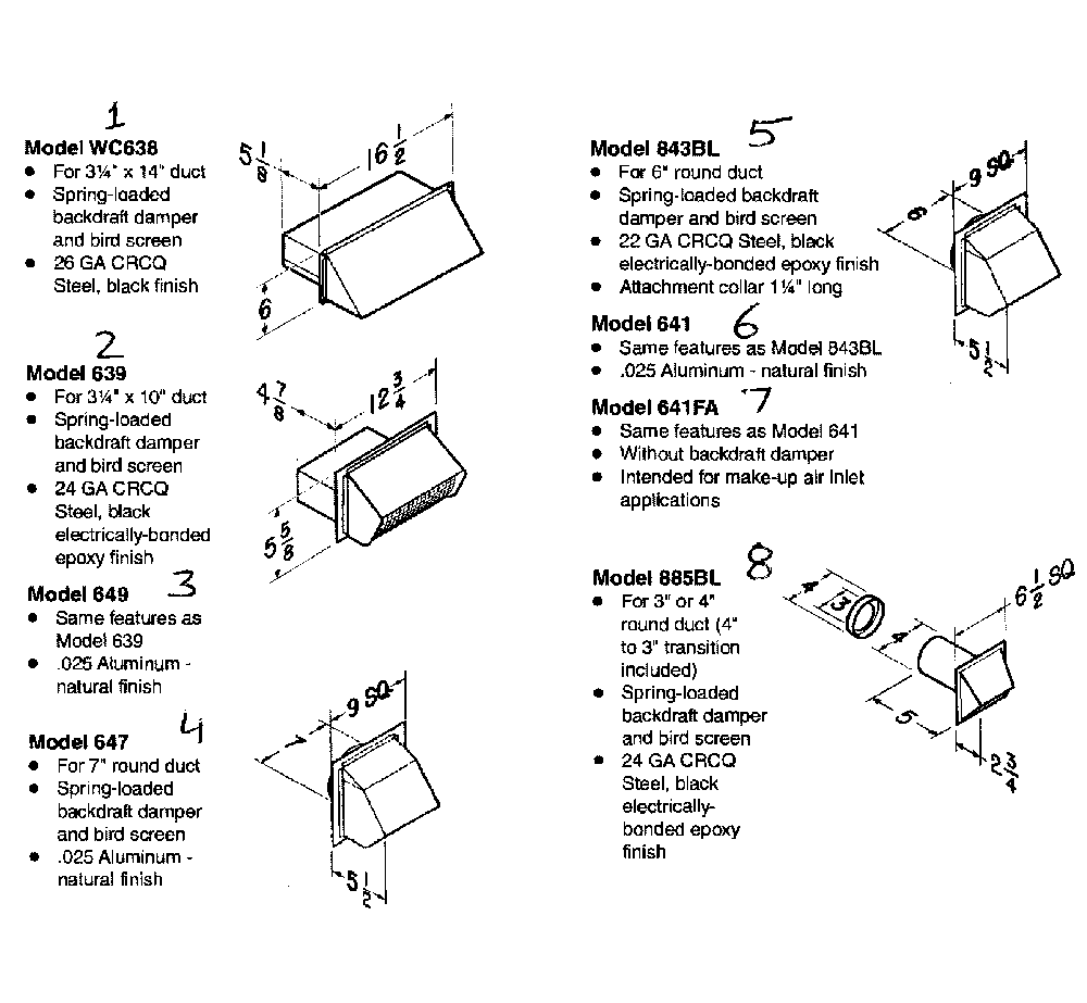 Wall caps 1 Diagram and Parts List for MD6S  Broan Range Hood