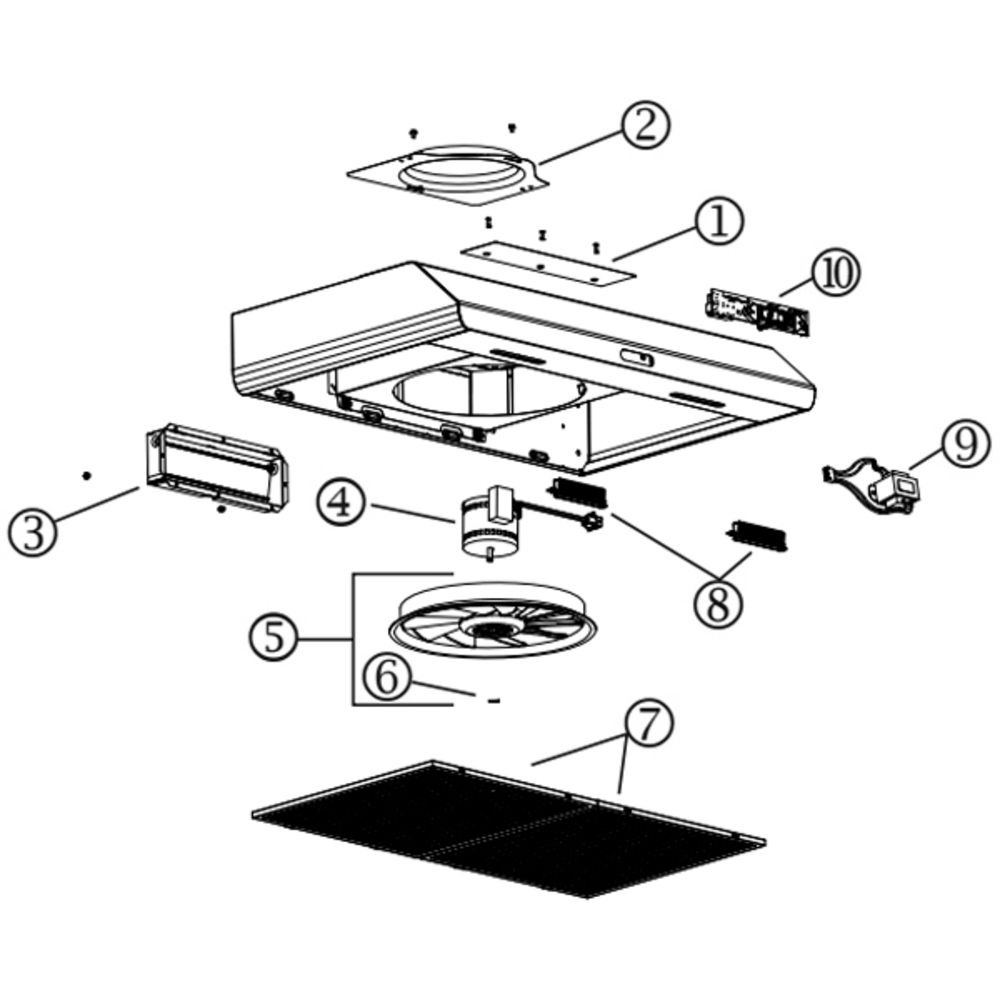 Part List Diagram and Parts List for BKDD130SS  Broan Range Hood