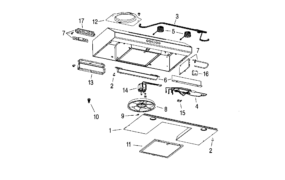 Main assy Diagram and Parts List for CBX130SS  Broan Range Hood