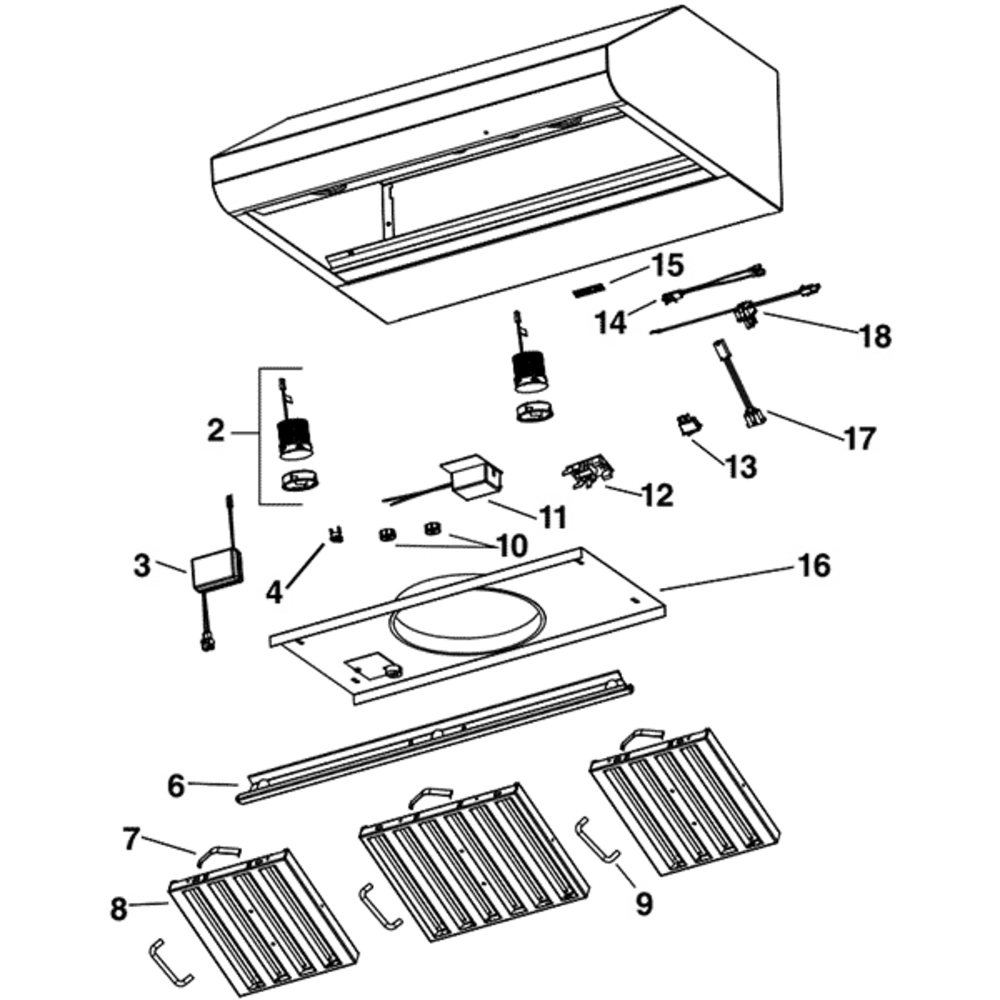Part List Diagram and Parts List for E64E36SSLC  Broan Range Hood