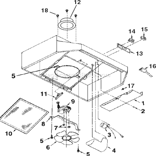 Page A Diagram and Parts List for 523601  Broan Range Hood