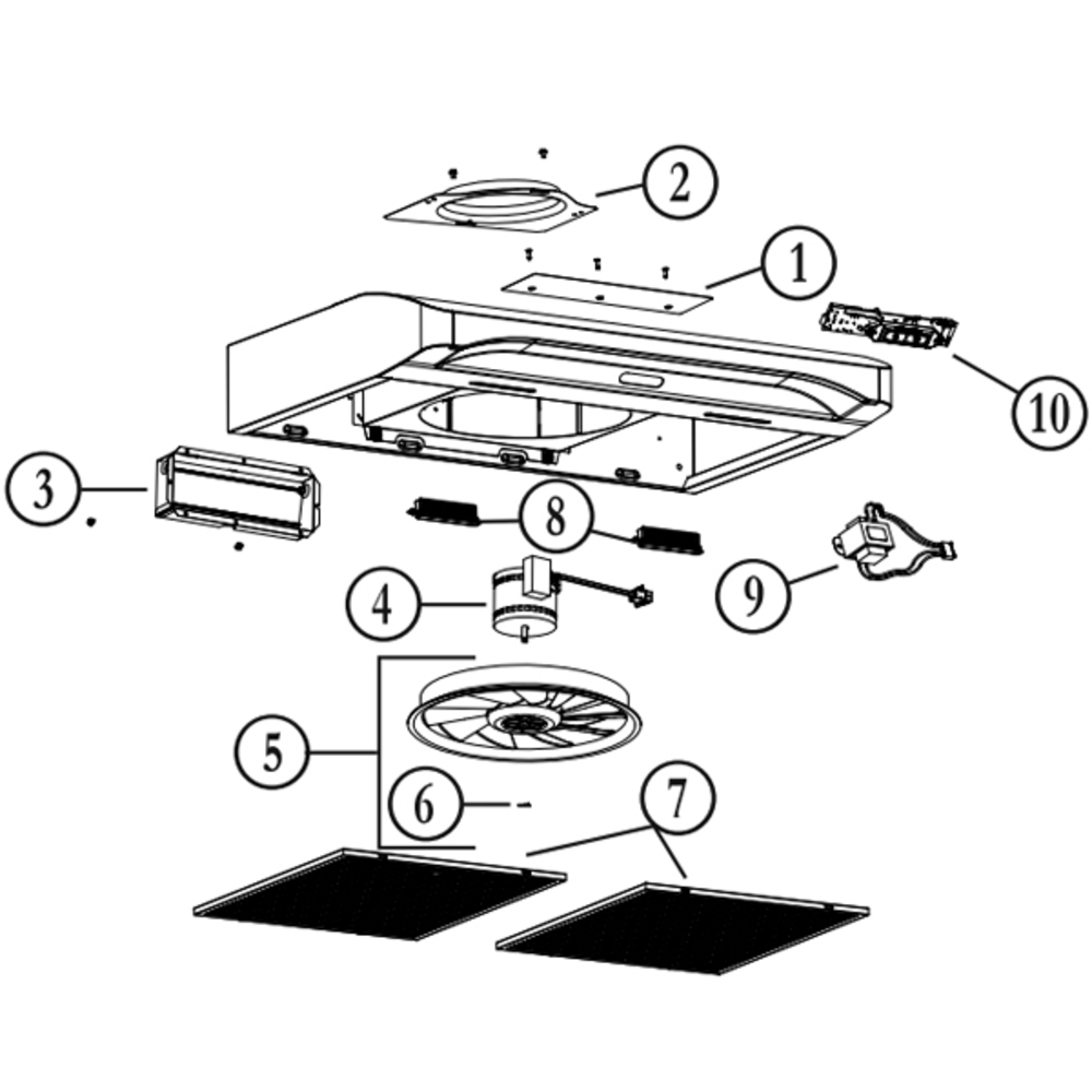Part List Diagram and Parts List for BQDD130WW  Broan Range Hood