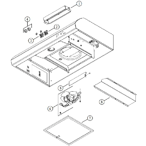 Diagram Diagram and Parts List for AR130WW  Broan Range Hood