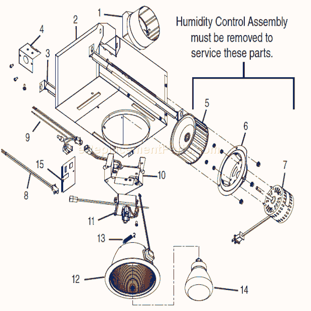 Page A Diagram and Parts List for 744SFL  Broan Bath & Ventilation Fan