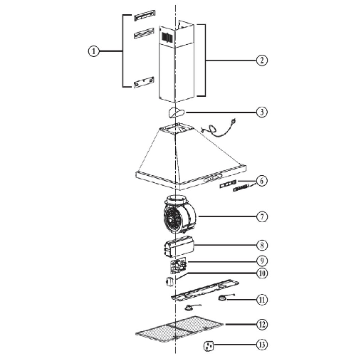 Diagram Diagram and Parts List for EWP1306SS  Broan Range Hood