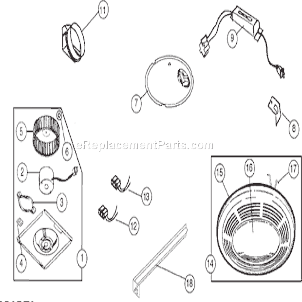 Page A Diagram and Parts List for 752  Broan Bath & Ventilation Fan