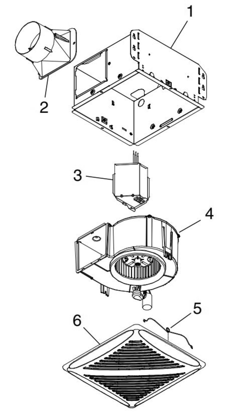 Part List Diagram and Parts List for AR80X  Broan Bath & Ventilation Fan