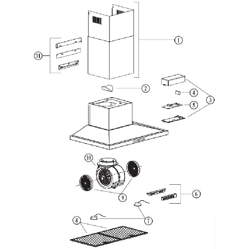 Diagram Diagram and Parts List for BWS2304SS  Broan Range Hood