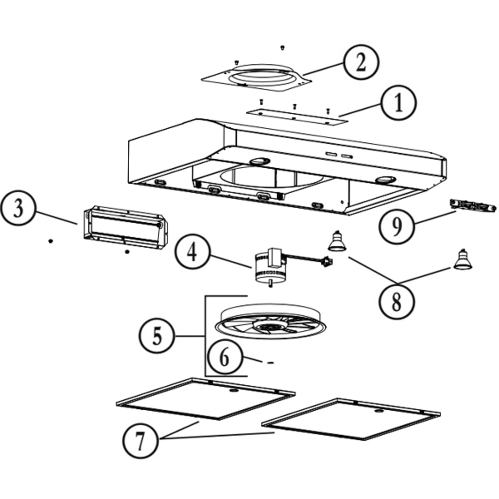 Part List Diagram and Parts List for CRSH130BL  Broan Range Hood