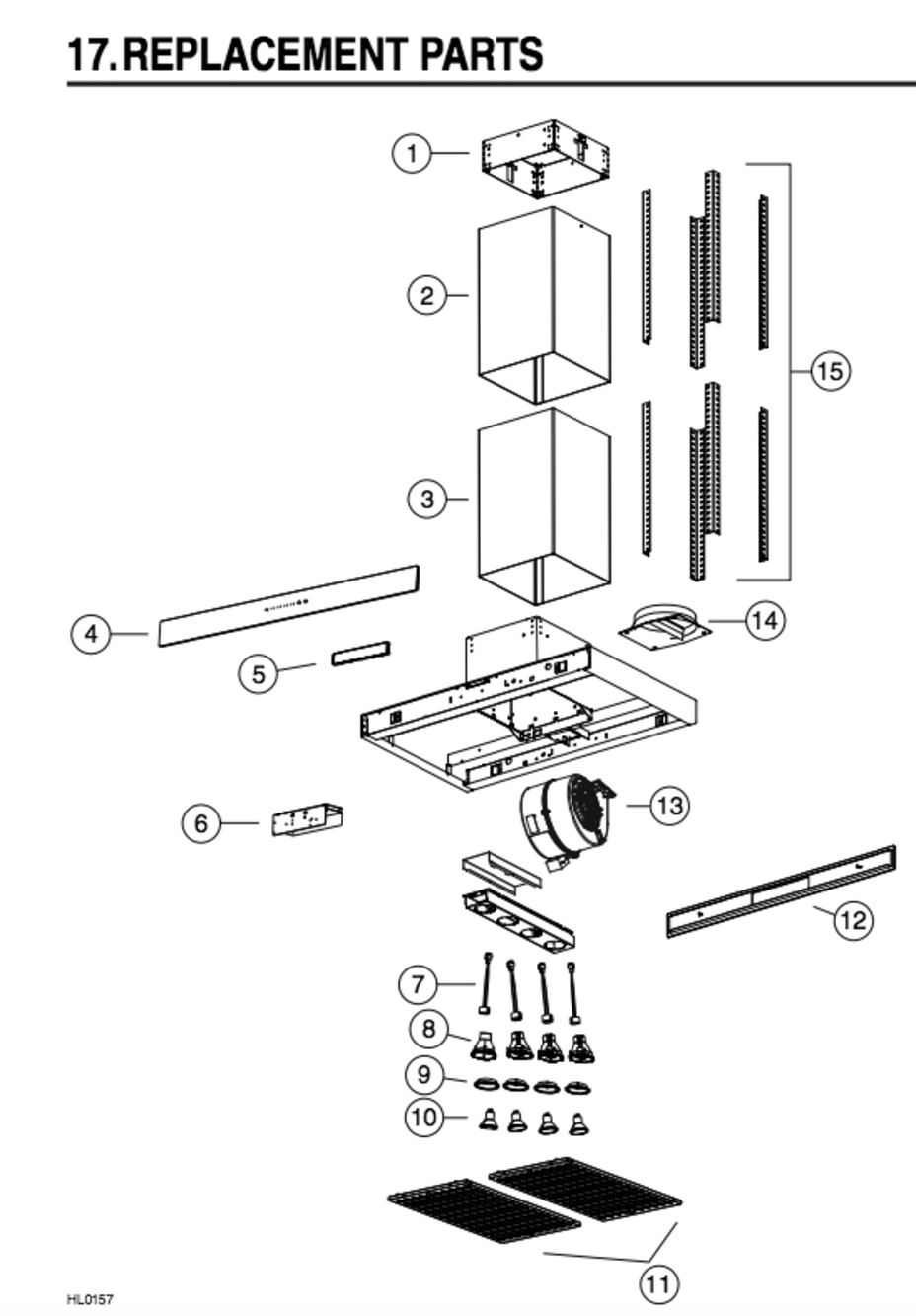 Part List Diagram and Parts List for CIS700I36WH  Broan Range Hood