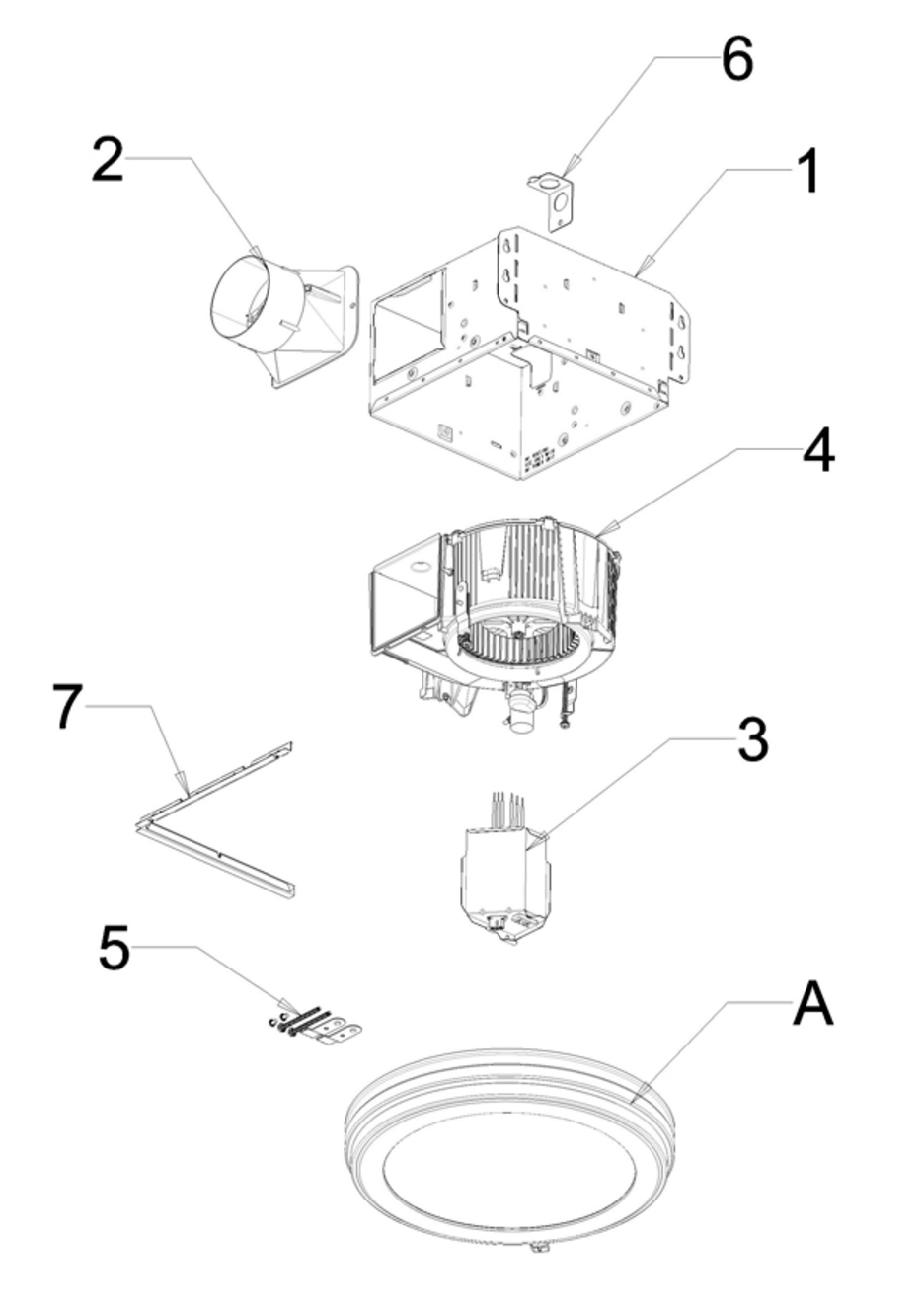 Part List Diagram and Parts List for AR80LWH  Broan Bath & Ventilation Fan
