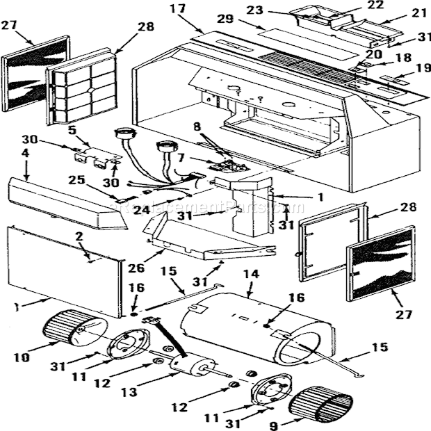 Page A Diagram and Parts List for 883004  Broan Range Hood