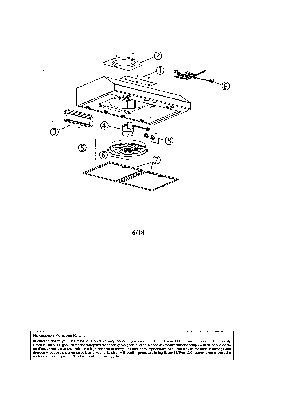 Range hood Diagram and Parts List for BCSD130BC  Broan Range Hood