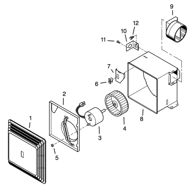 Part List Diagram and Parts List for 684N  Broan Bath & Ventilation Fan
