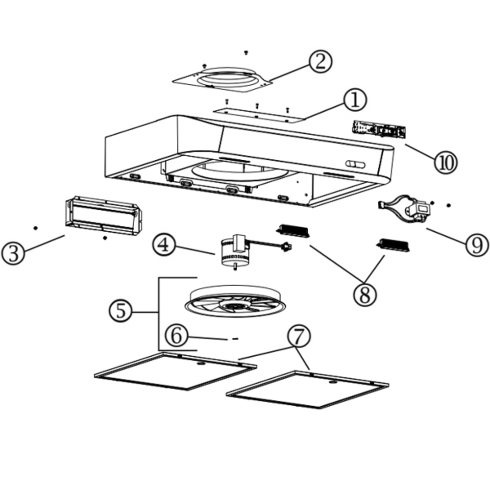 Part List Diagram and Parts List for CLDA130SS  Broan Range Hood