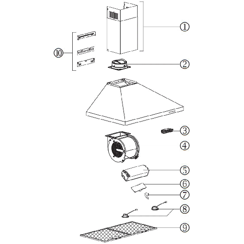 Diagram Diagram and Parts List for BW5030SSL  Broan Range Hood