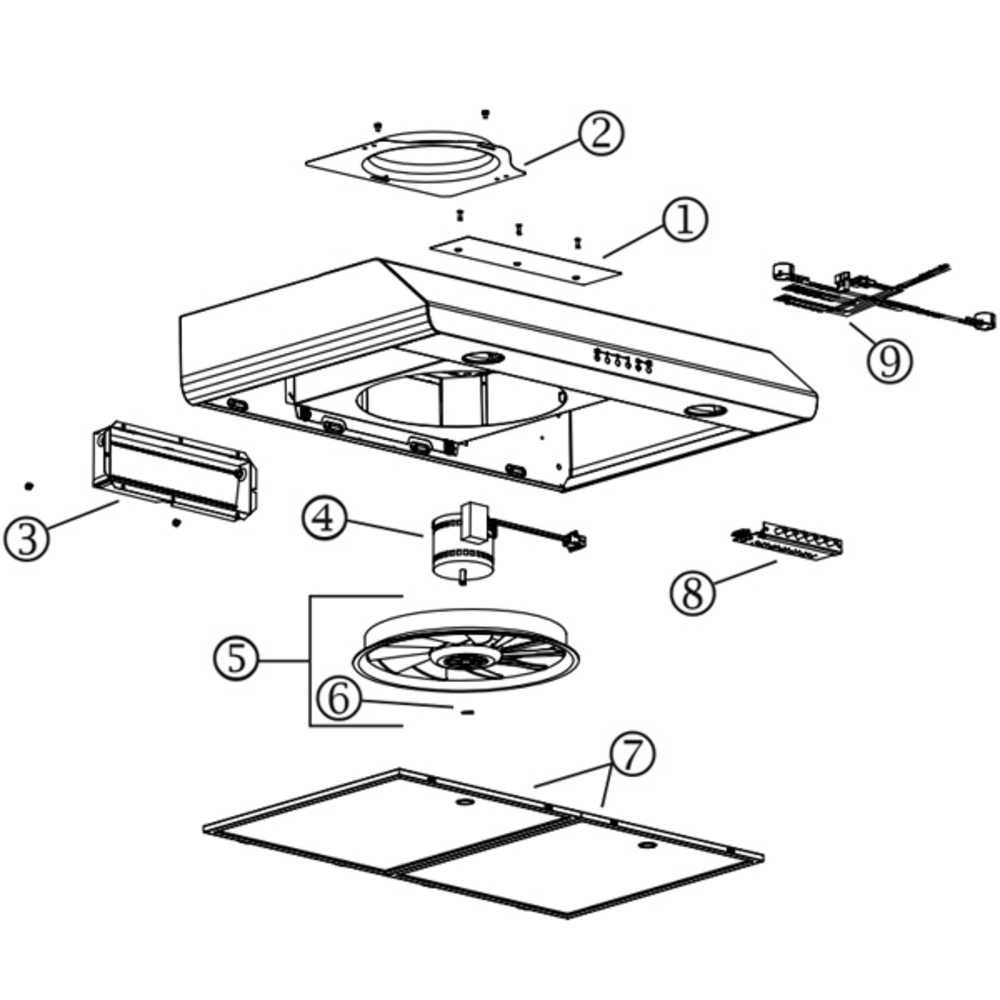 Part List Diagram and Parts List for CKSL130SS  Broan Range Hood