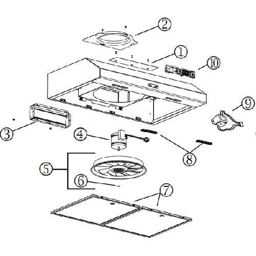 Diagram Diagram and Parts List for BCDF130BLS  Broan Range Hood