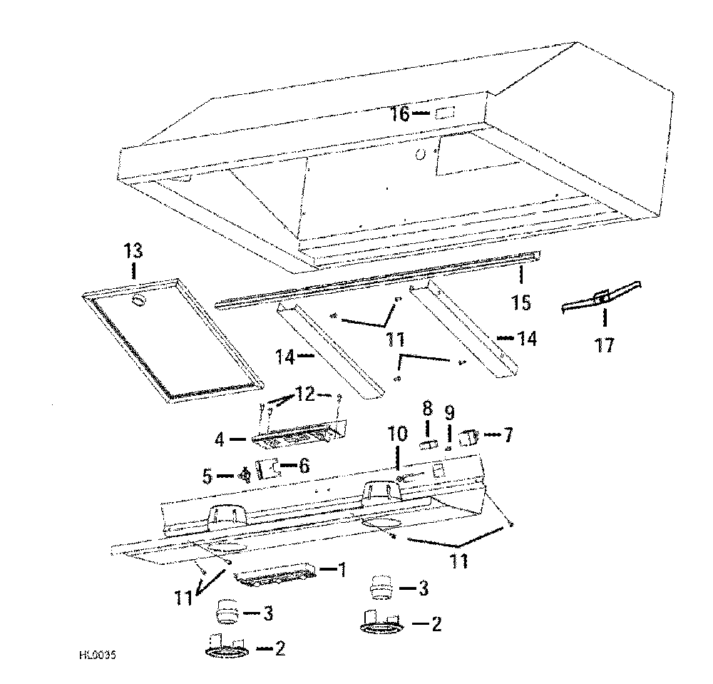 Range asy Diagram and Parts List for K210A30SS  Broan Range Hood