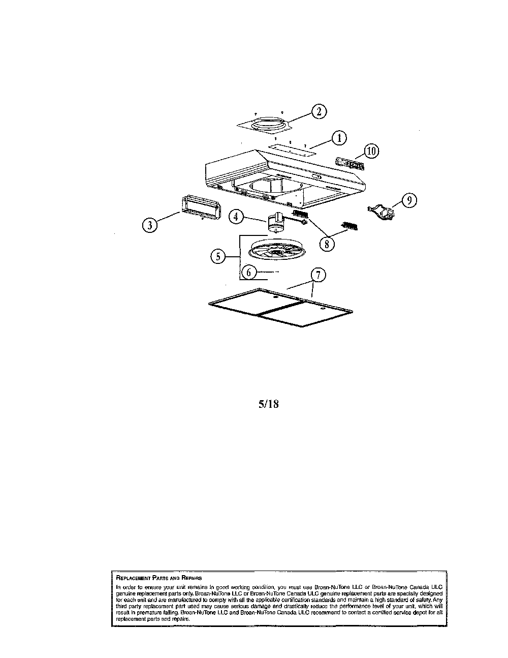 Range hood Diagram and Parts List for BKDB130BL  Broan Range Hood