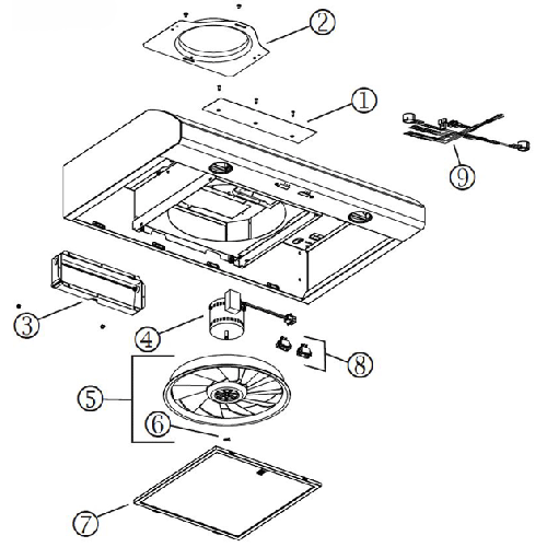 Diagram Diagram and Parts List for AHSA130BL  Broan Range Hood