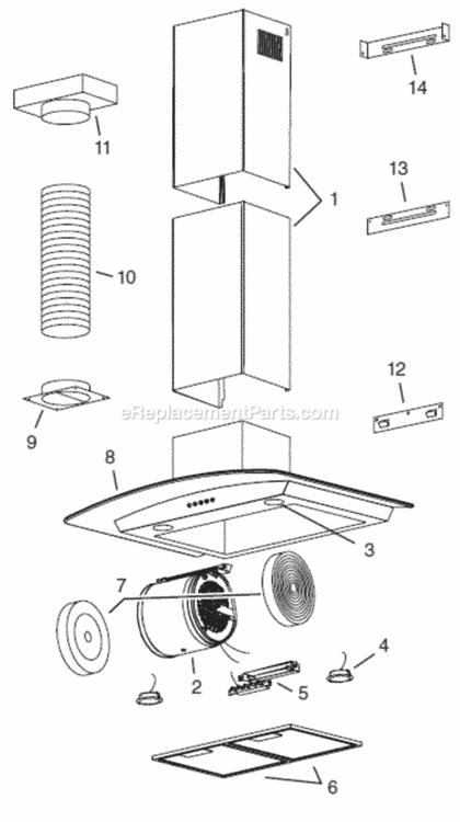 Page A Diagram and Parts List for B5630SS  Broan Range Hood