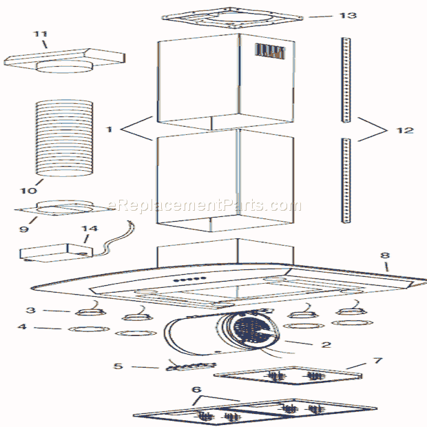 Page A Diagram and Parts List for B59000  Broan Range Hood
