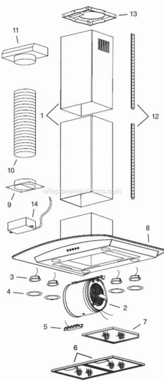 Page A Diagram and Parts List for B5936SS  Broan Range Hood