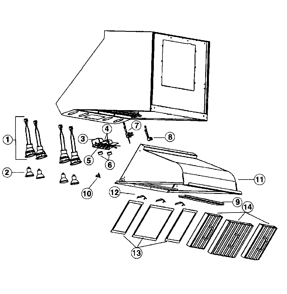 Range hood Diagram and Parts List for WP29M  Broan Range Hood