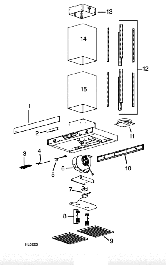 Part List Diagram and Parts List for IS70036WH  Broan Range Hood