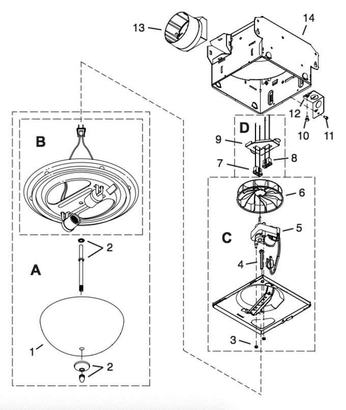 Part List Diagram and Parts List for 754SNNT  Broan Range Hood
