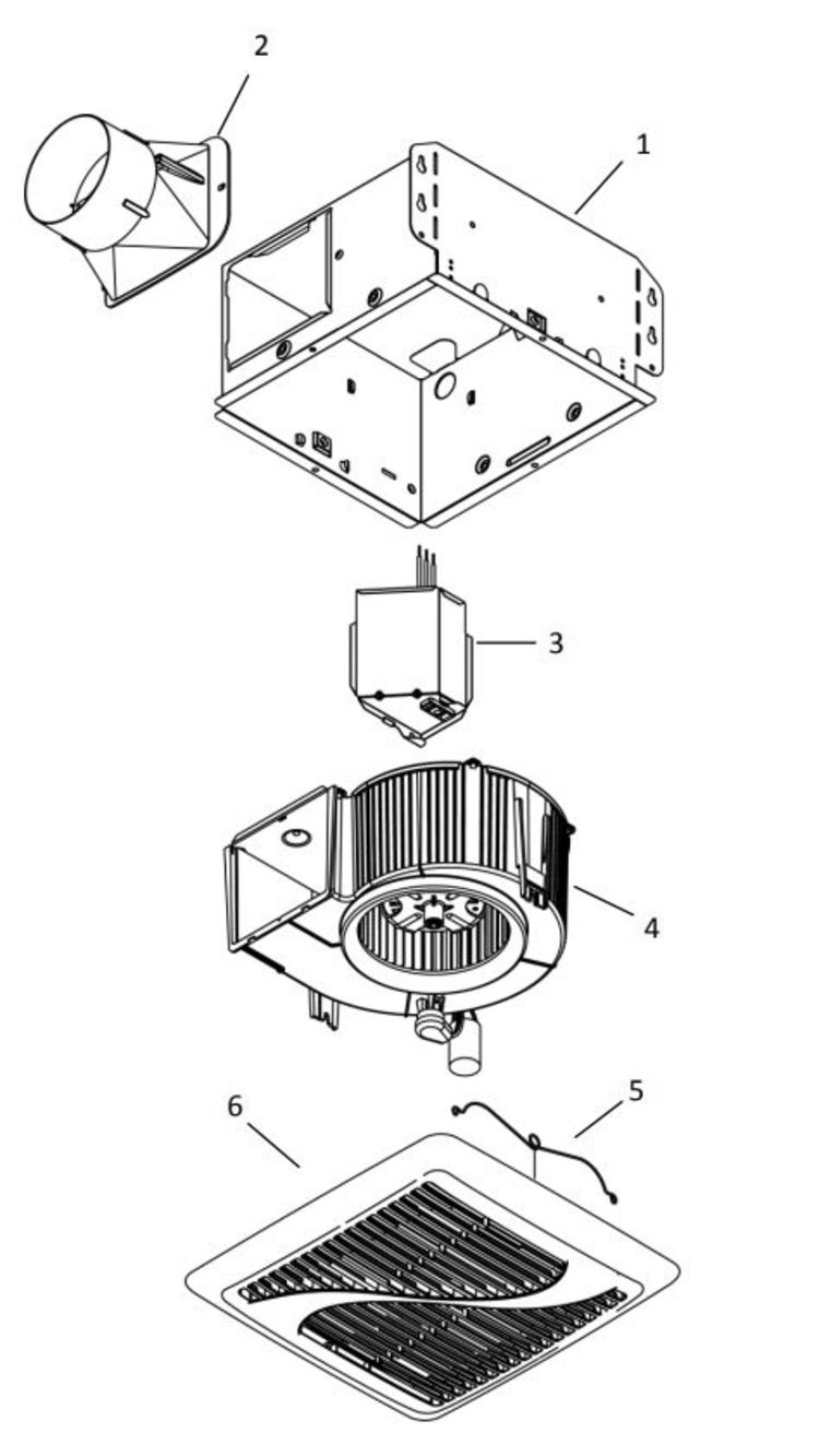 Part List Diagram and Parts List for AERN110  Broan Bath & Ventilation Fan