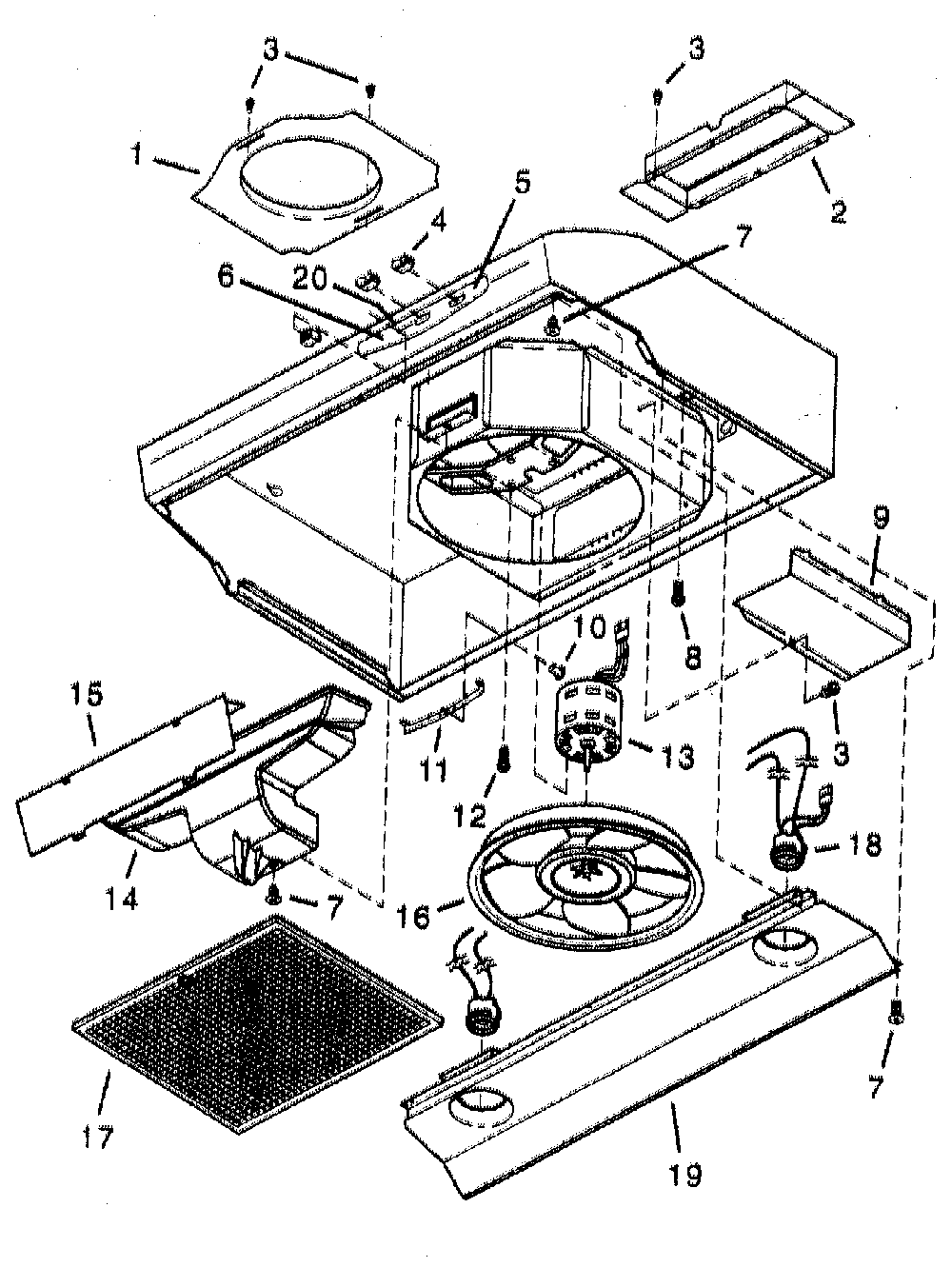 Hood assy Diagram and Parts List for 23352613500  Broan Range Hood