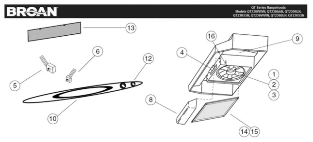 Part Location Diagram of 531076 Broan Venmar Broan Nutone Range Hood Fan Blade