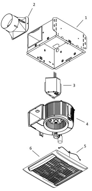 Part List Diagram and Parts List for AEN80  Broan Bath & Ventilation Fan