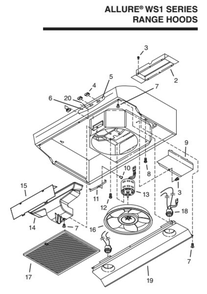 Part List Diagram and Parts List for WS130SSC  Broan Range Hood