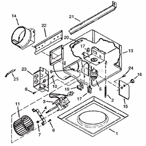 Part Location Diagram of S97010254 Broan Srv Motor F/162/164-serv(m)