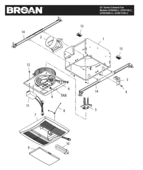 Part Location Diagram of 97016546 Broan Complete Grille Assembly