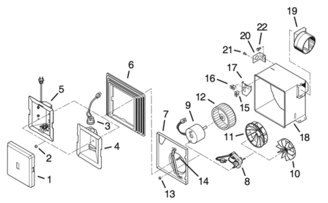 Part List Diagram and Parts List for 678N  Broan Bath & Ventilation Fan