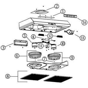 Part List Diagram and Parts List for BKDJ130WH  Broan Range Hood