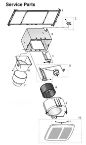 Part Location Diagram of S97018754 Broan Control Assembly and Motor