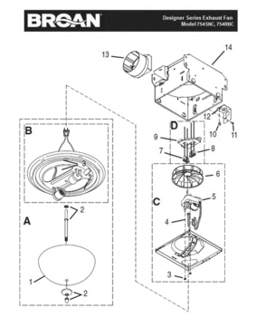 Part Location Diagram of S97016701 Broan 754rbc Shade Mounting Hardware