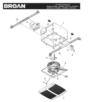 Part Location Diagram of 99020284 Broan Venmar Broan Qt Exhaust Fan Blower Wheel