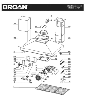 Part Location Diagram of B03295071 Broan Range Hood Blower Wheel