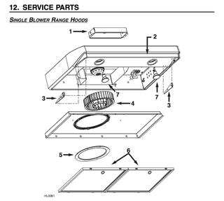 Part List Diagram and Parts List for C37030WH  Broan Range Hood