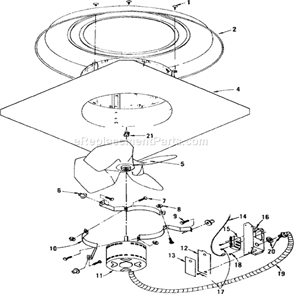 Part Location Diagram of S97009316 Broan Srv Mtr Assy F/343,353 Pav Sr