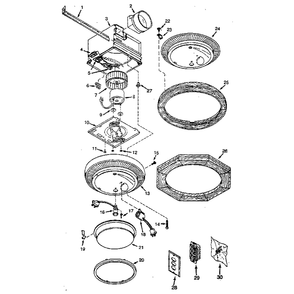 Replacement Parts Diagram and Parts List for N721AND721  Broan Fan