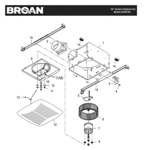 Part Location Diagram of 97016468 Broan Motor Plate