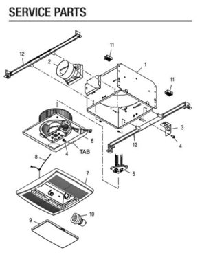 Part Location Diagram of 97018340 Broan Grille Assembly