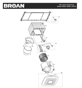 Part Location Diagram of S97020847 Broan Obe1206 Srv Assy,control/motor